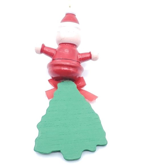 5 Wooden Ornaments Christmas Holiday Decorations Santa Snowman Tree great shape - Picture 9 of 12